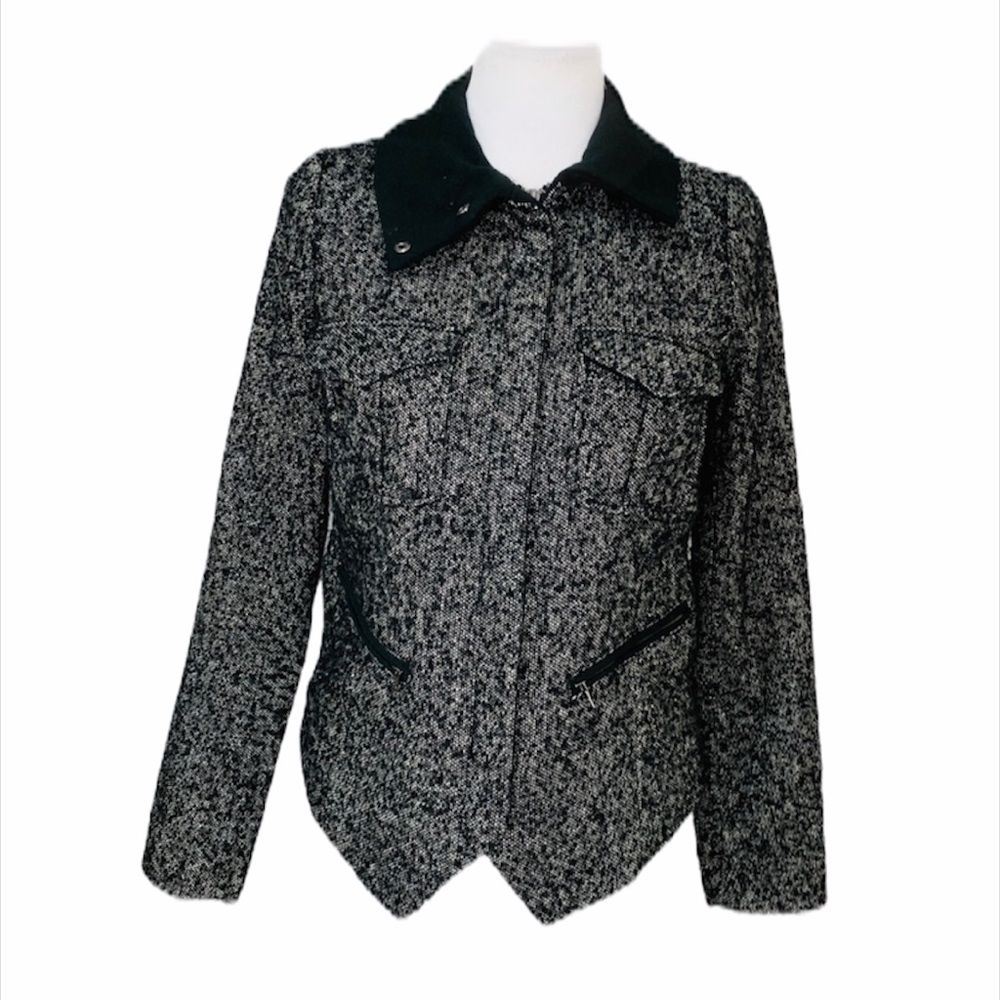 GAP Black Tweed Zipper Blazer Size Small